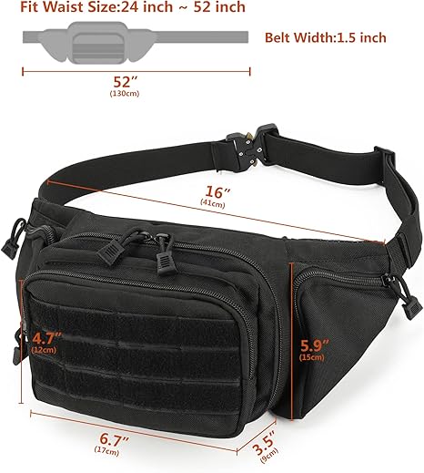 Concealed Carry Fanny Pack, Tactical Fanny Pistol Pack for Men, Military Molle Pistol Waist Bag